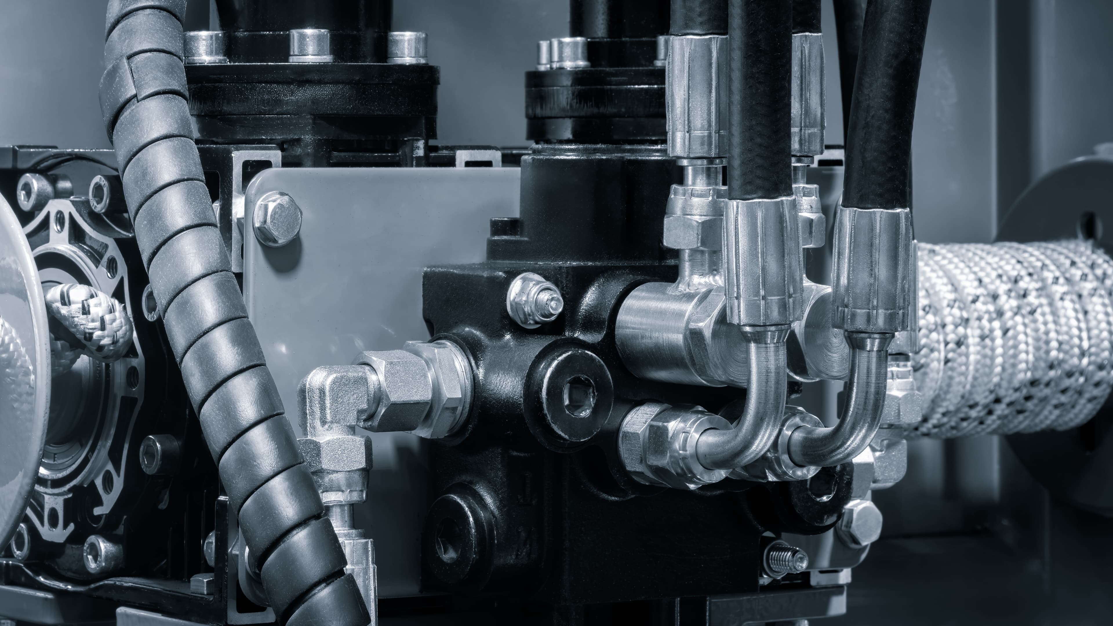 Close view of industrial hydraulic equipment