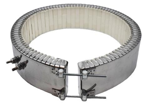 Ceramic band process heater for cylindrical industrial equipment