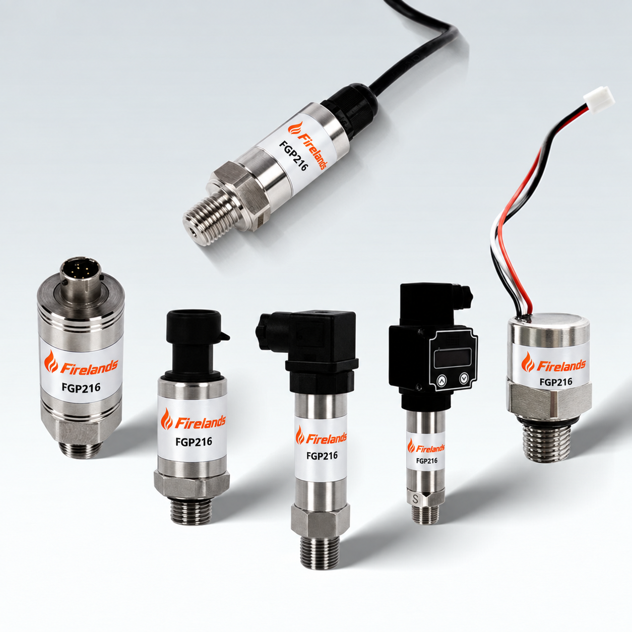 Firelands FGP216 pressure transmitter family with multiple electrical connection styles